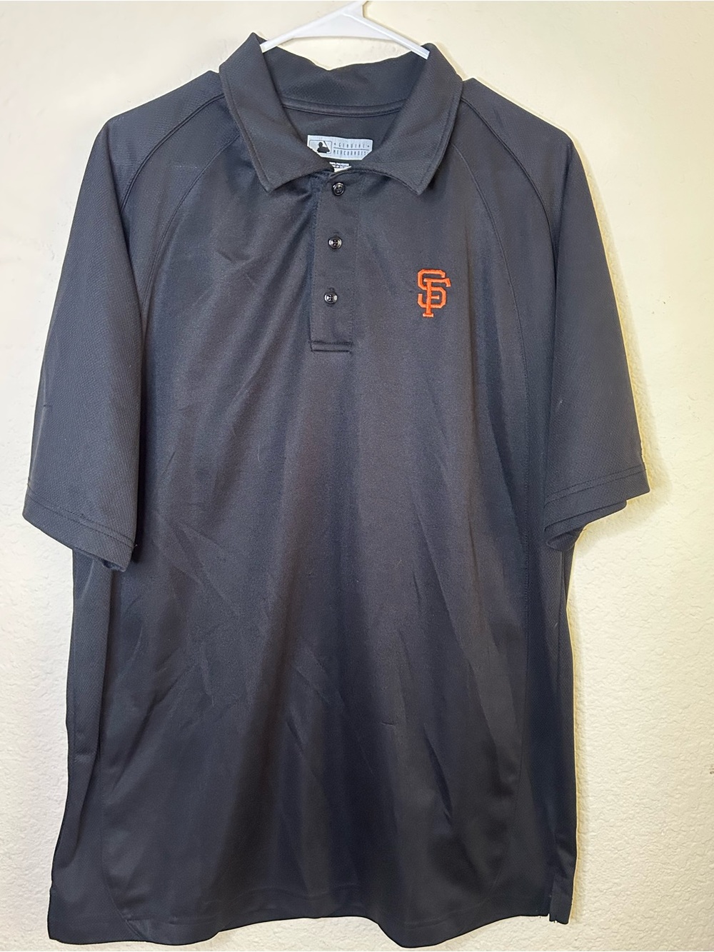 MLB San Francisco Giants Black Polo Short Sleeve Shirt Orange Baseball Sports L